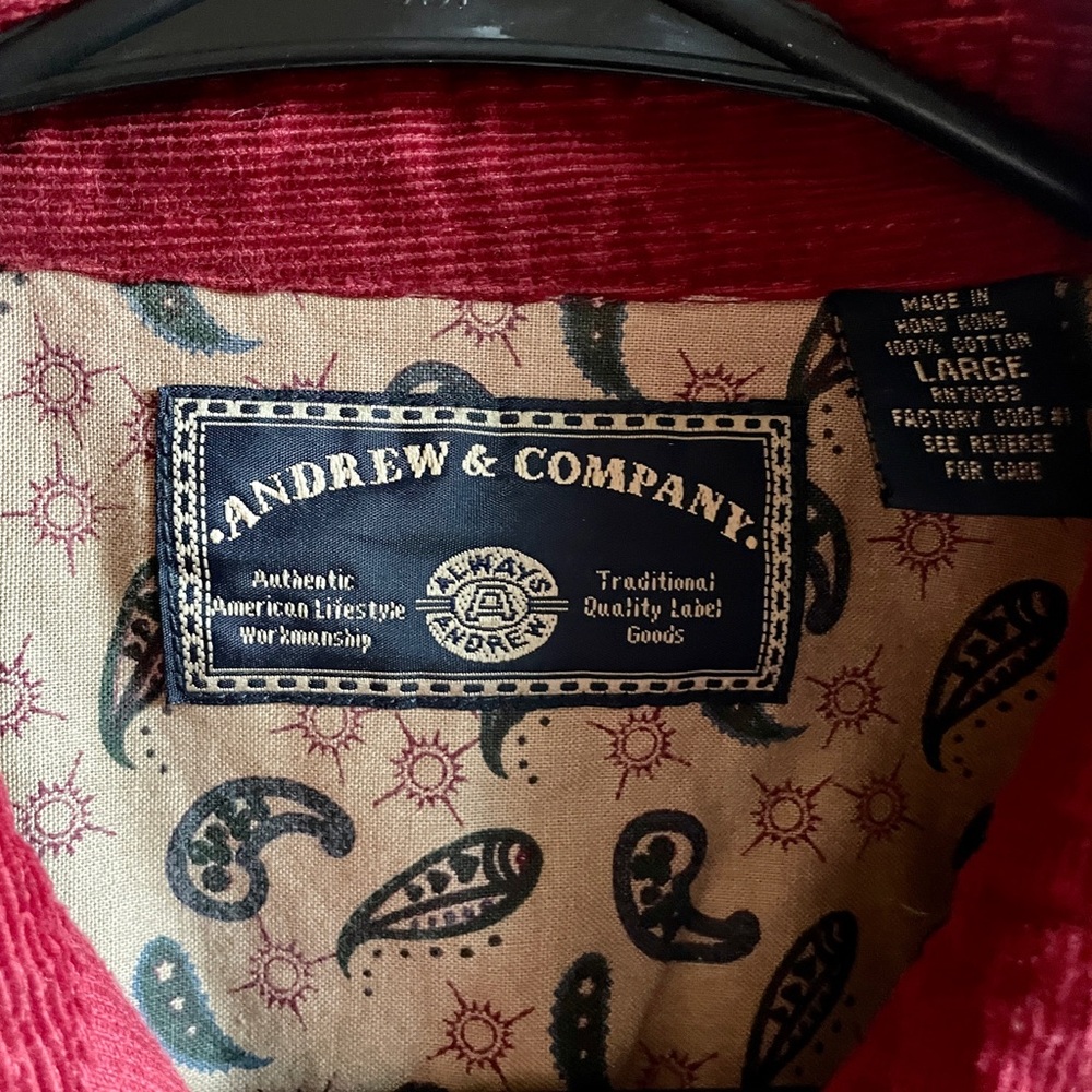 Andrew and Company Red Corduroy Vest. Size Large. - Picture 3 of 3